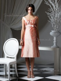 Taffeta Bateau Zipper Sleeveless Bow/Ruffles/Sash Bridesmaid Dress