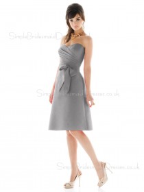 satin Sweetheart Zipper Bow/Ruffles A-line Bridesmaid Dress