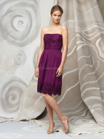 Natural Strapless Draped/Ruffles Sleeveless A-line Bridesmaid Dress