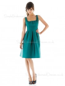 Satin Zipper A-line Knee-length Blue Bridesmaid Dress