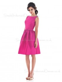 Fuchsia Bateau Knee-length Zipper Draped/Ruffles Bridesmaid Dress