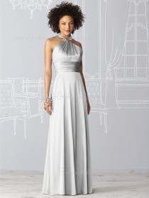 Floor-length Sleeveless Silver Natural Draped/Ruffles Bridesmaid Dress