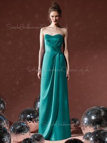 Elastic-Satin Natural A-line Floor-length Hunter Bridesmaid Dress