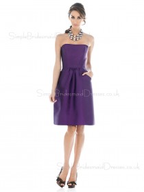 Sleeveless Strapless Draped Grape A-line Bridesmaid Dress