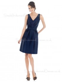 Natural Sleeveless Knee-length V-neck A-line Bridesmaid Dress