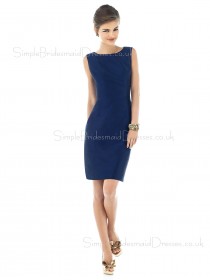 Bow Bateau Dark-Navy Natural Sleeveless Bridesmaid Dress