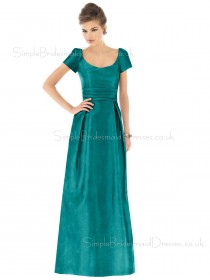 Taffeta A-line Ruffles Floor-length Bateau Bridesmaid Dress