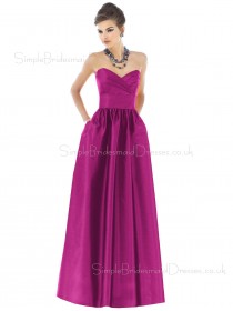 Floor-length Fuchsia Sleeveless Satin Backless Bridesmaid Dress