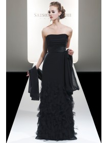 Floor-length Sleeveless Natural Strapless A-line Bridesmaid Dress