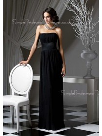 Sleeveless Strapless Black Floor-length Bridesmaid Dress