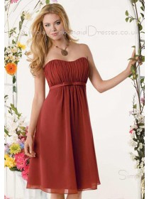 Empire A-line Draped/Ruffles Burgundy Sleeveless Bridesmaid Dress