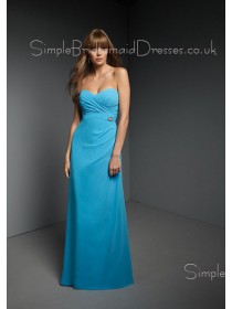 Empire Sleeveless Ruffles Blue A-line Bridesmaid Dress