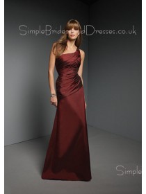 One-Shoulder Floor-length Natural Zipper A-line Bridesmaid Dress
