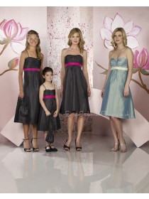 Black Sleeveless Ruffles/Sash Empire Taffeta Bridesmaid Dress