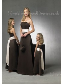 Strapless Zipper Sleeveless Satin A-line Bridesmaid Dress