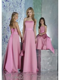 Pink Satin Zipper Natural Sash Bridesmaid Dress