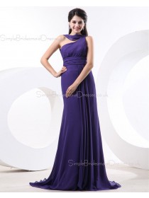 A-line Chiffon Zipper Regency Sleeveless Natural Ruffles/Draped One-Shoulder Floor-length Bridesmaid Dress