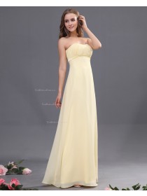 Zipper Ruffles/Draped Sleeveless Sheath Chiffon Daffodil Natural Sweetheart Floor-length Bridesmaid Dress