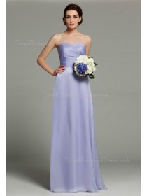 Zipper Floor-length Ruffles/Sash/Bow Sleeveless Natural Sweetheart A-line Chiffon Lilac Bridesmaid Dress