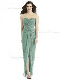 Designer Gorgeous Discount Lux Chiffon Long Seagrass A-line sweetheart Bridesmaid Dress