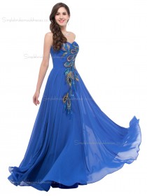 Hot Sale Elegant Sweetheart Peacock Chiffon Bridesmaid Dresses