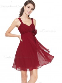 Budget Romantica Burgundy A  Line Chiffon Short (Knee Length) Chiffon Bridesmaid dress / Cocktail Dress