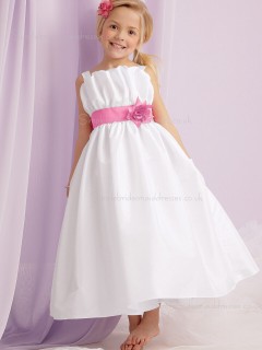 Straps Length Made Flower Ankle Ivory Sleeveless Organza Hand Flower Girl Dress