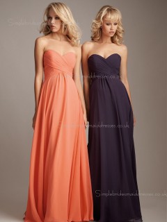 Chiffon Ruffles Sleeveless Empire A-line Sweetheart Floor-length Zipper Bridesmaid Dress