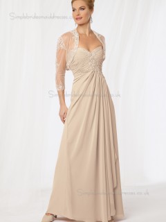 Champagne Floor-length Chiffon Empire Zipper Sweetheart Applique Sleeveless A-line Mother of the Bride Dress