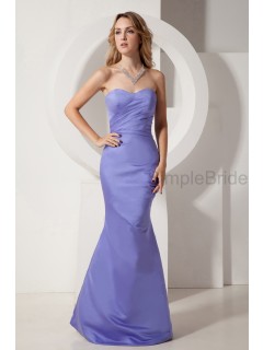 Sleeveless Ruched Satin Floor-length Mermaid Lavender Zipper Sweetheart Empire Bridesmaid Dress