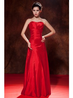 Taffeta Sweetheart Floor-length Empire Sleeveless Red Zipper Empire Ruched Bridesmaid Dress