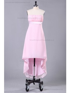 Sheath Zipper Strapless Sleeveless Ruffles/Sash Asymmetrical Natural Pink Chiffon/Elastic-Satin Bridesmaid Dress