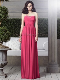 A-line Sleeveless Natural Strapless/Sweetheart Fuchsia Zipper Draped/Sequin Floor-length pantone-honeysuckle Chiffon Bridesmaid Dress