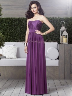 Floor-length Sleeveless african-violet Bateau/Strapless Draped/Sash Chiffon A-line Backless Natural Purple Bridesmaid Dress