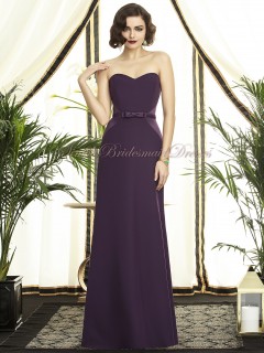 Strapless/Sweetheart Sash Sleeveless Natural Chiffon A-line Floor-length eggplant Grape Backless Bridesmaid Dress