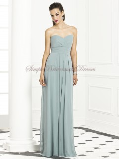 Zipper A-line Blue Strapless/Sweetheart Empire Floor-length Sleeveless Draped icelandic Chiffon Bridesmaid Dress