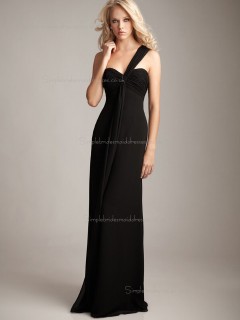 Black Natural Sweetheart Chiffon Sweep Column / Sheath Bridesmaid Dress