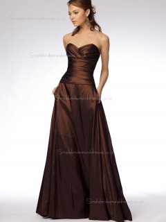 Chocolate Floor-length A-line Empire Sweetheart Satin Bridesmaid Dress