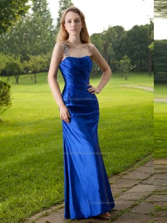 Royal Blue Bateau Natural Floor-length Column / Sheath Taffeta Bridesmaid Dress