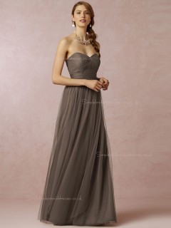 Pretty A-line Bow Floor-length Brown Bridesmaid Dresses