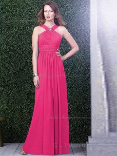 Celebrity Hot Pink Chiffon Floor-length Bridesmaid Dresses