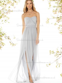 Discount Draped Gray Floor-length Chiffon Bridesmaid Dresses