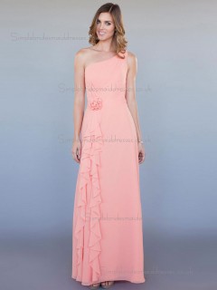 Designer Romantica Vintage Floor-length Hand Made Flower Chiffon Pink Bridesmaid Dresses