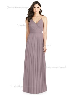 Elegant Best Plus Size Draped V-neck A-line desert rose Chiffon floor-length Bridesmaid Dress