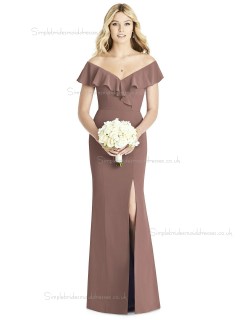 Vintage Girls Split Satin Mermaid Brown Bridesmaid Dress