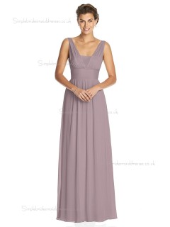 Budget Best floor-length V-neck Chiffon desert rose A-line Draped Bridesmaid Dress