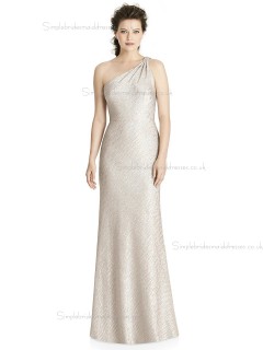 Fitted Champagne Mermaid One Shoulder Floor-length Bridesmaid Dress