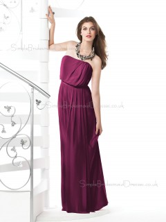 Chiffon Bateau Sheath Floor-length Sleeveless Natural Purple Zipper Bridesmaid Dress