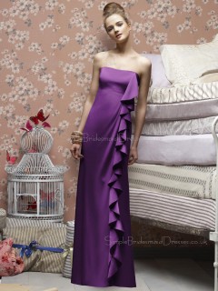 Satin Bateau Sheath Floor-length Sleeveless Natural Purple Zipper Bridesmaid Dress