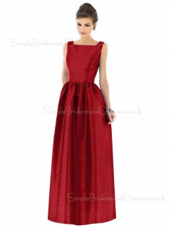 Zipper Dropped Red Floor-length A-line Bridesmaid Dress